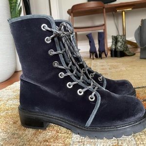 Stuart Weitzman velvet combat boot